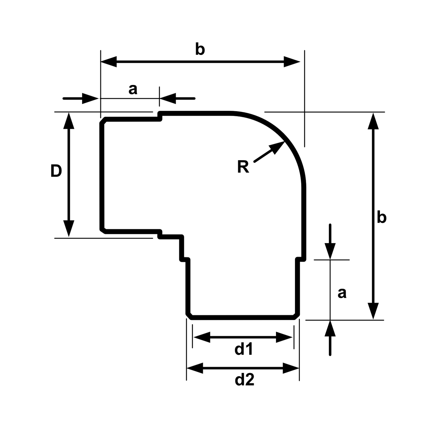 Rustfrit stål fitting - 90 gr. bøjning Ø42.4mm type 1