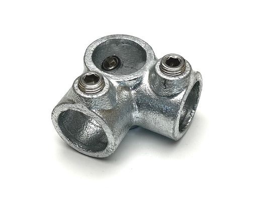 Galvaniseret fitting i støbejern - 90 gr. bøjning Ø42.4mm til 3 rør