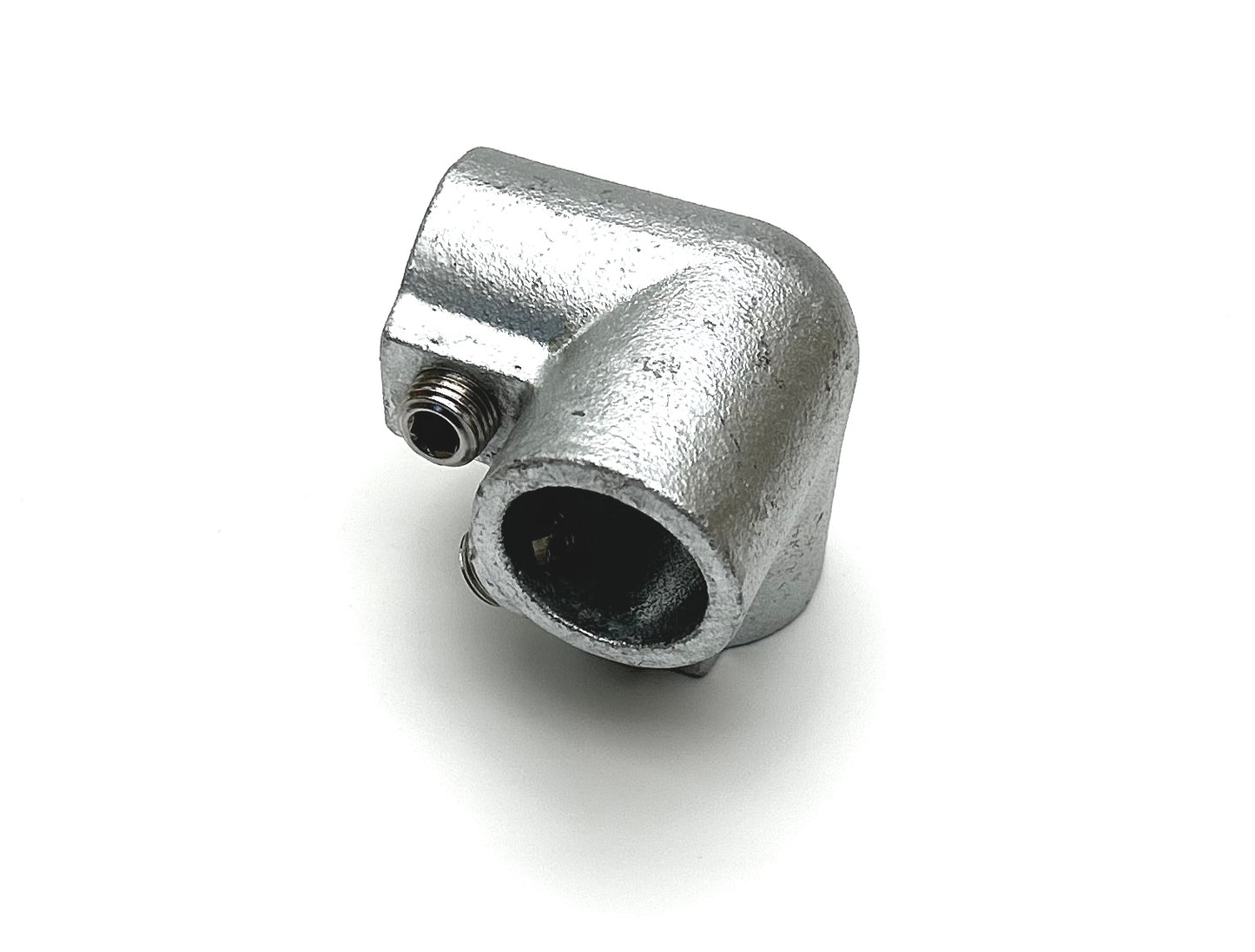 Galvaniseret fitting i støbejern - 90 gr. hjørne Ø33.7mm til 3 rør